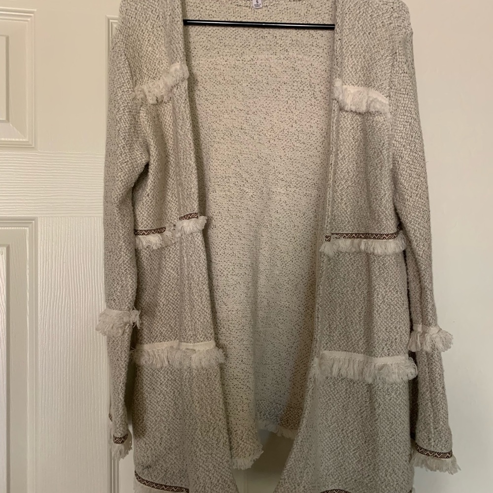 JACK By BB Dakota Sweater Womens Small Tweed Open Blazer Boho Fringe